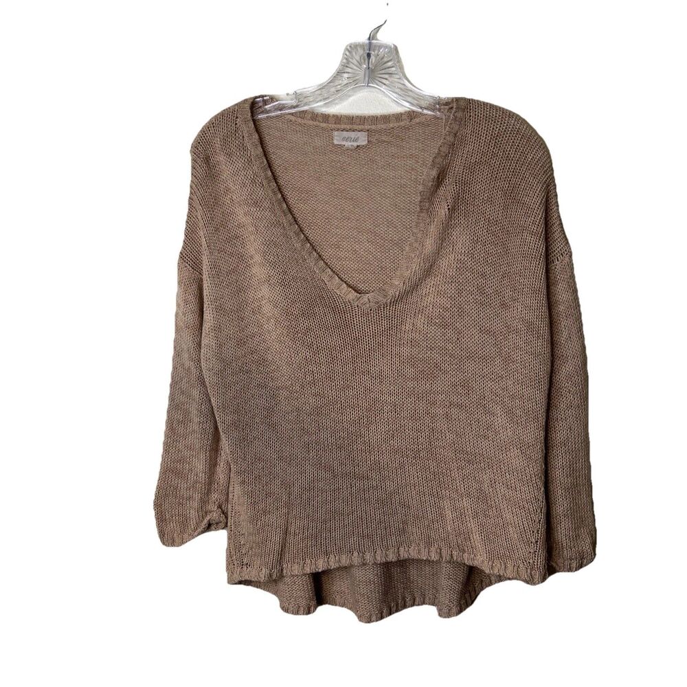 Aerie Sweater size Medium Brown Pullover Cropped Soft Cozy casual FLAW